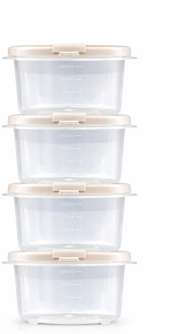 DAMDA 담다톡 전자레인지 보관용기 냉동밥, 4개, 정사각2호(500ml)