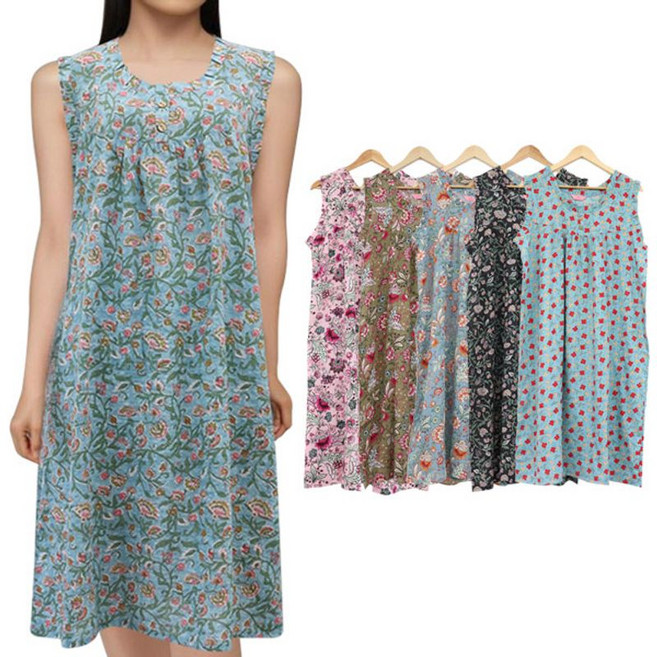 [보슈아] 여성 프릴나시원피스 파자마 아사면100 홈웨어 국내산