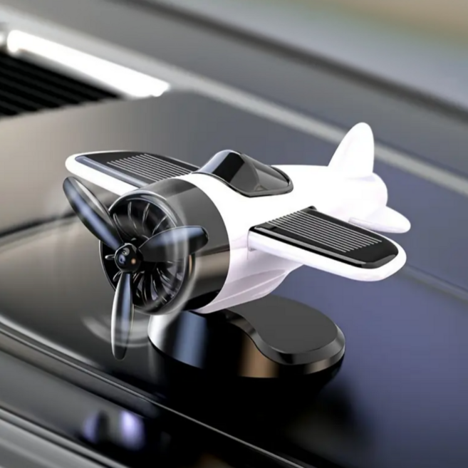차량용 태양광 회전 무소음 비행기 장식품, 1개, 화이트