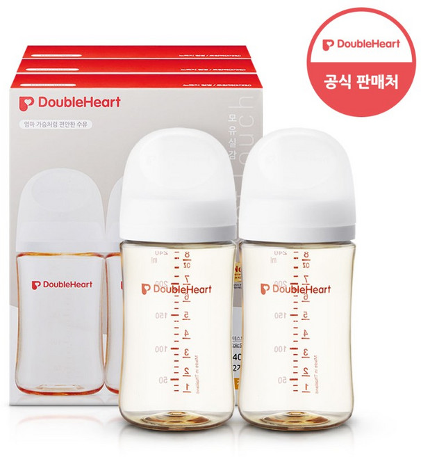 더블하트 모유실감 3세대 PPSU 베이직 젖병 트윈팩, 제뉴인화이트, 240ml, 3세트