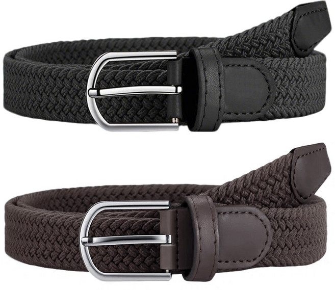 루크 2개 세트 남녀공용 스판 벨트 남성 여성 꽈배기 정장 허리띠 사계절 원피스 바지 패션 밸트 고리 클로징 실버 버클 2.5cm