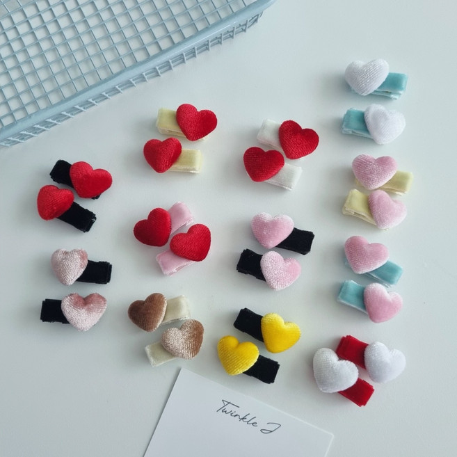 2cm 미니 아기 논슬립 하트 집게 헤어핀 set