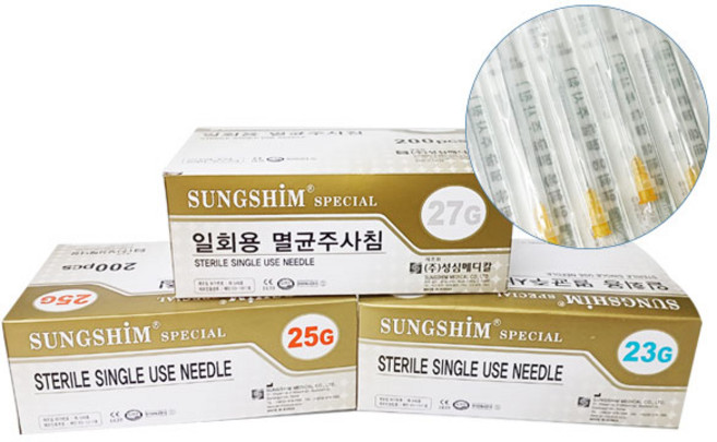 성심 일회용 멸균주사침 롱 니들바늘 60mm 23G 25G 26G 27G 200개입 1박스, 1개