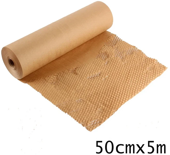 허니콤 포장지 완충 크래프트 종이 랩 롤 친환경 보호, 03 brown  50cmx5m