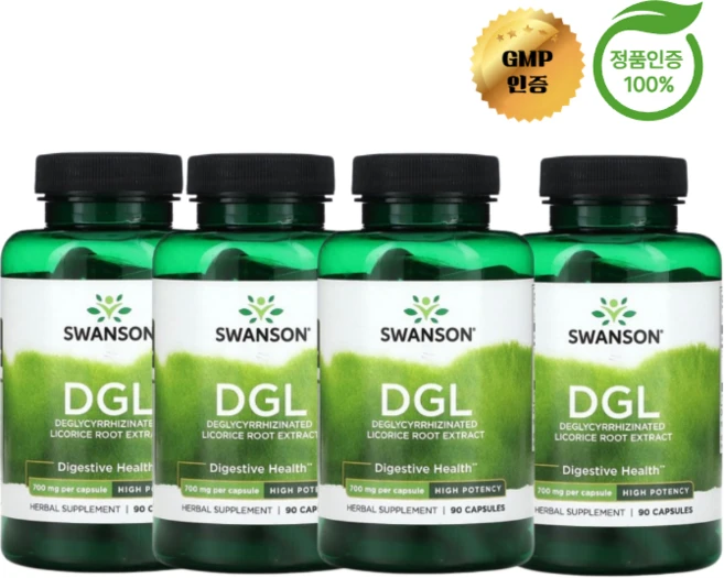 스완슨 DGL 감초 뿌리 추출물 700mg, 4팩, 90정 - 쿠팡