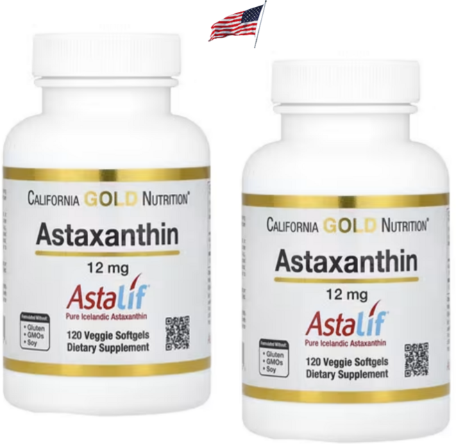 캘리포니아 골드 뉴트리션 아스타잔틴 California Gold Nutrition Astaxanthin 12mg 120정 2개