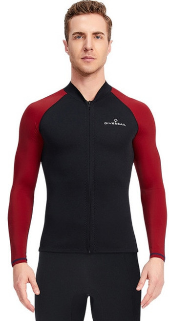 웻슈트 상의 남녀공용 네오프렌 잠수복 탑 재킷 셔츠 라이크리 긴팔 앞 지퍼 스쿠버 다이빙 서핑 수영 1.5m, 01 1_05 XXL