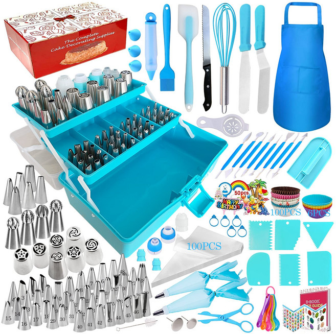 막멍 케이크 장식 도구 용품 키트 - 초보자를 위한 보관 케 Makmeng Cake Decorating Tools Supplies Kit - 368Pcs Baking Supplie, 1개