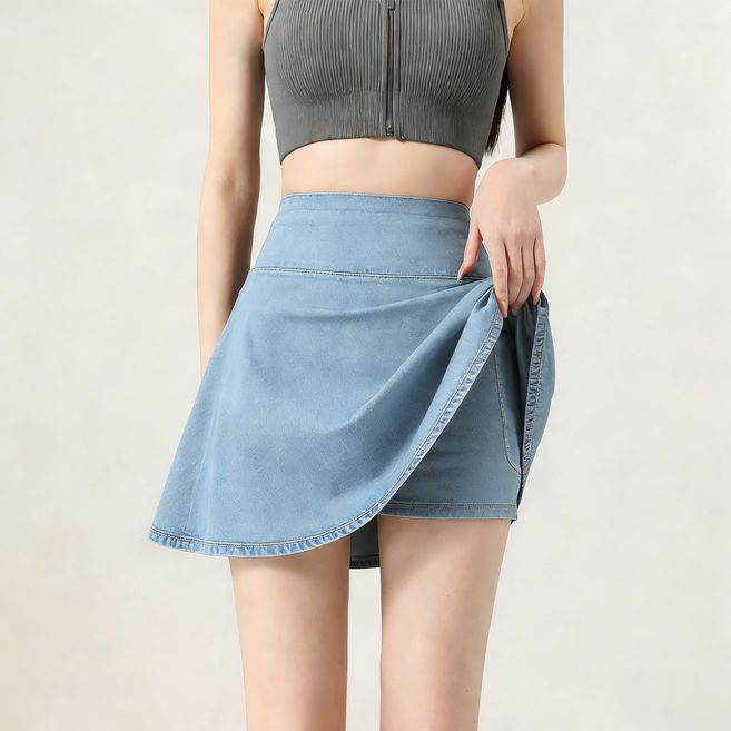 A라인 테니스 스커트 여성 봄가을 슬림핏 청치마 하늘비즈