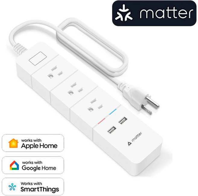 Arumny Matter HomeKit 스마트 멀티탭 멀티 콘센트 전기 익스텐션 미국 플러그 지지대 Siri SmartThings 구글 홈 어시스턴트, 01 미국 플러그, 01 Matter WP40-A, 한개옵션2