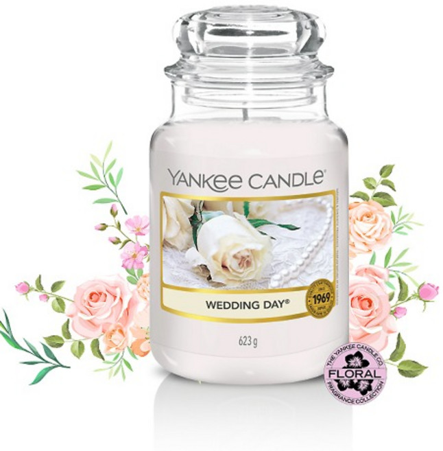 양키캔들 웨딩데이 라지자 향초아로마선물추천 방향제효과, 1개, 623g