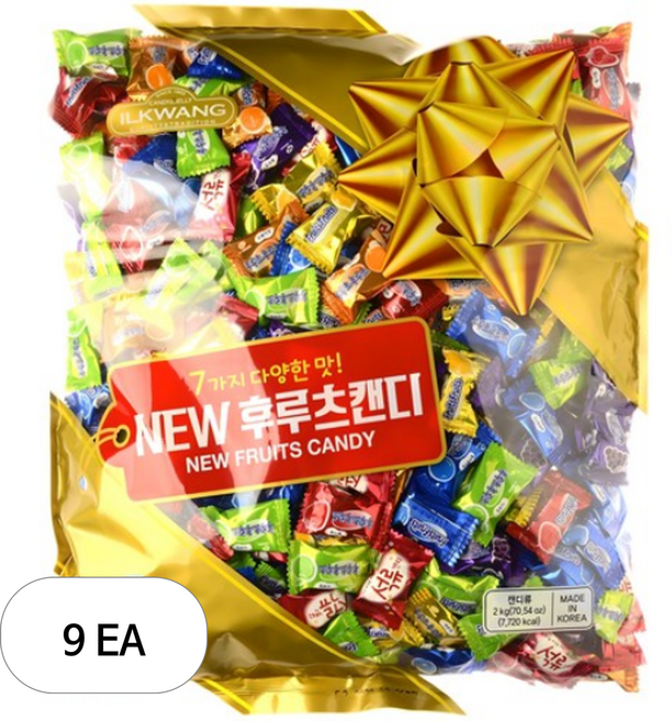 일광제과 뉴 후루츠 캔디 7가지맛, 2kg, 9개