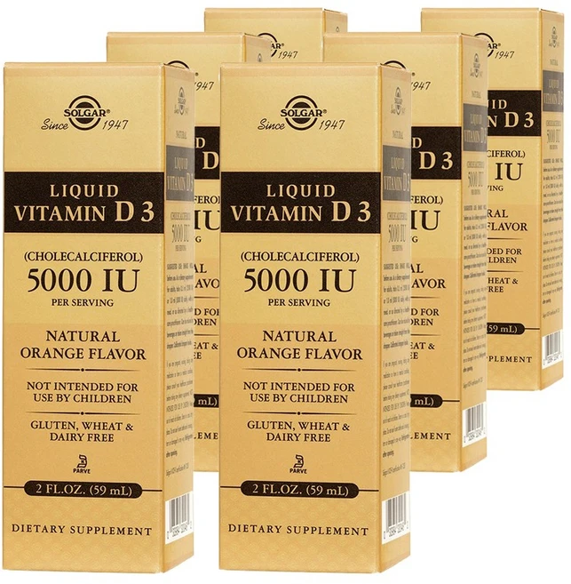 솔가 액상 비타민 D 3 5000IU 2온스 59ml Solgar Liquid vitamin D3 5000iu 2oz-6개 SET, 6개 - 쿠팡