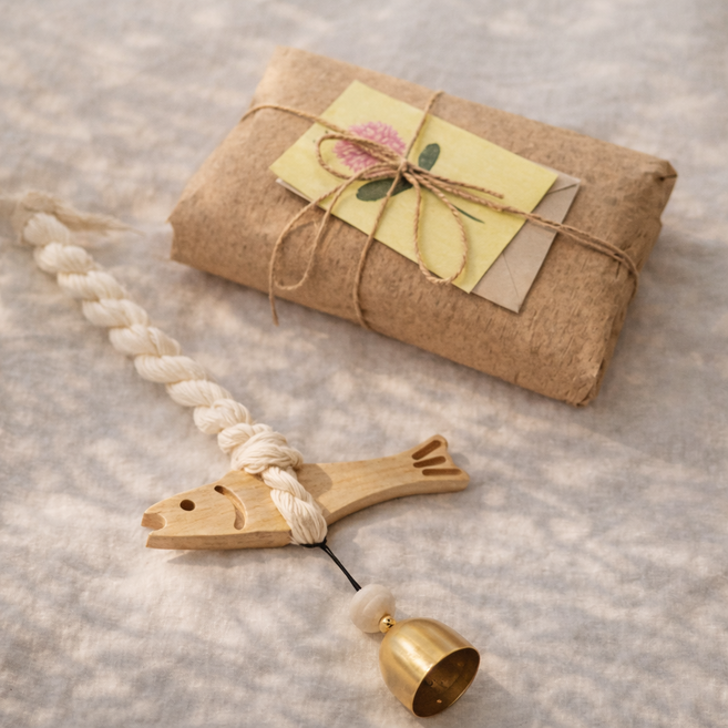 WLab [고급 선물포장] 액막이명태 집들이 개업 선물 자석 후크 포함, 우드