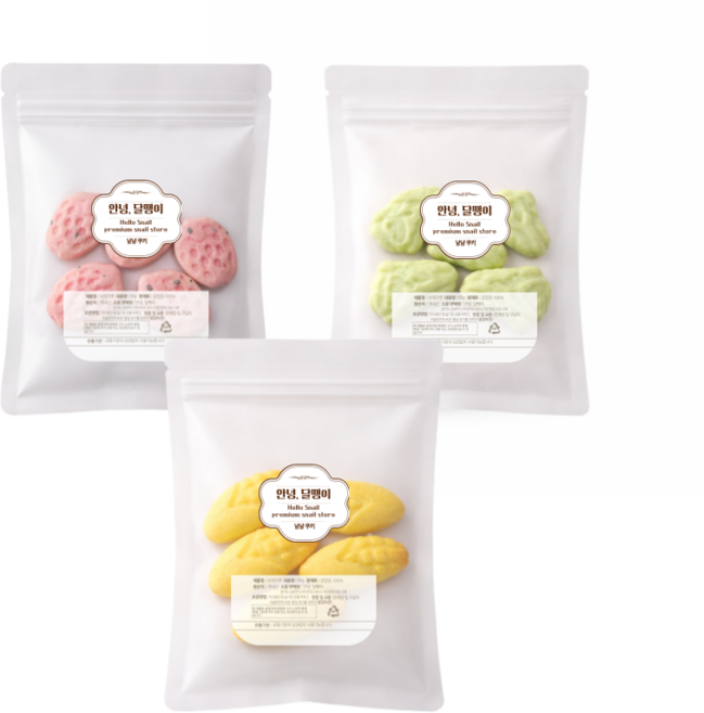 안녕달팽이 냠냠쿠키 3종세트 (딸기 옥수수 브로콜리), 1세트, 6g