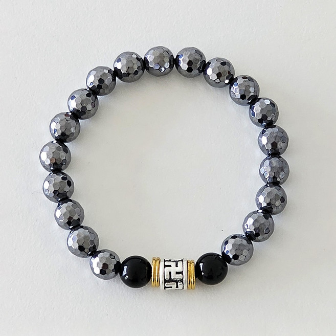 스노우베라 테라헤르츠 불교 팔찌 흑요석 액막이 행운 소원 합격기원 팔찌