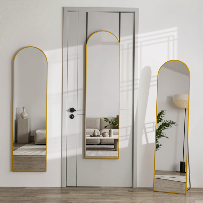 안토크 문걸이 전신거울 3in1 벽걸이거울 받침대 거치형거울 1400x350, 골드(아치형)