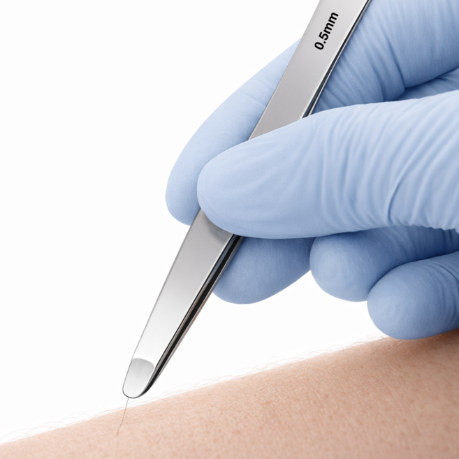 0.5mm 미세모 전용 초정밀 밀착마찰 족집게, 1개, 실버