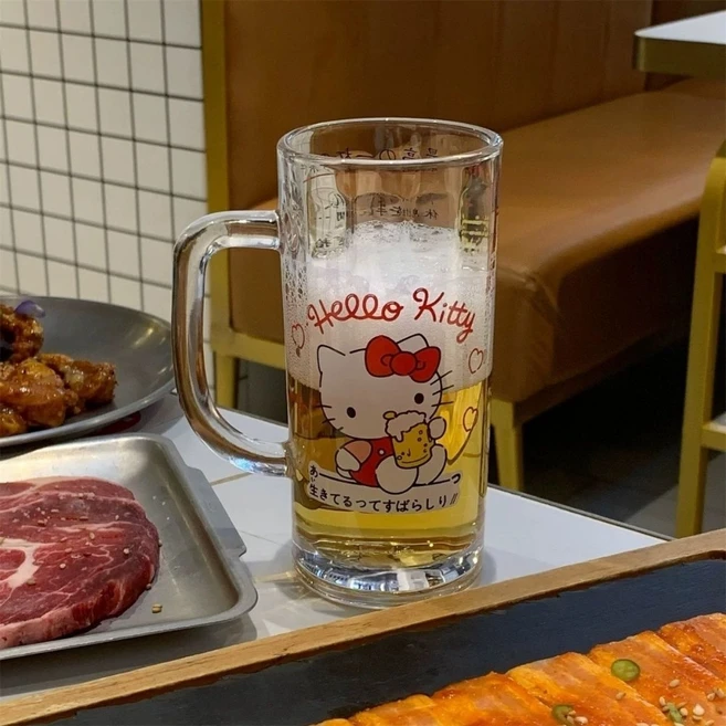 헬로키티 대용량 유리컵 맥주잔 홈카페 캐릭터 컵, 1개 - 쿠팡