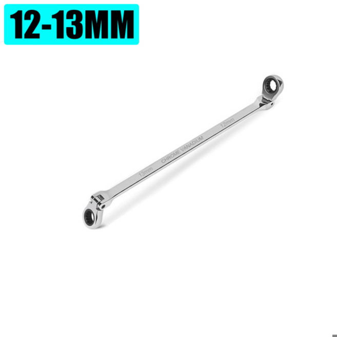 플렉스 헤드 엑스트라 롱 래칫 렌치 더블 엔드 크롬 바나듐 스틸 72 톱니 렌치 세트 법 8mm - 19mm, [06] 12mm-13mm