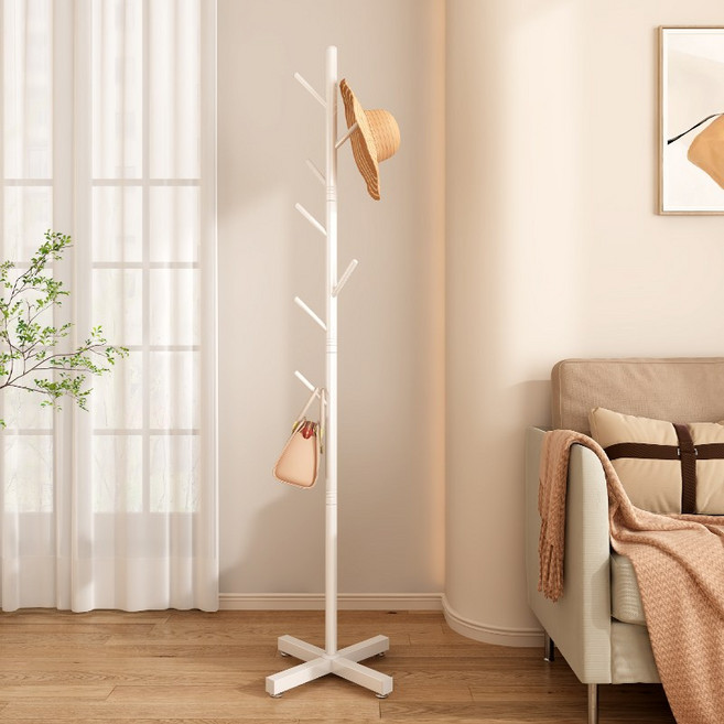 헤븐하임 기본형 스탠드 옷걸이 행거, 크림화이트A