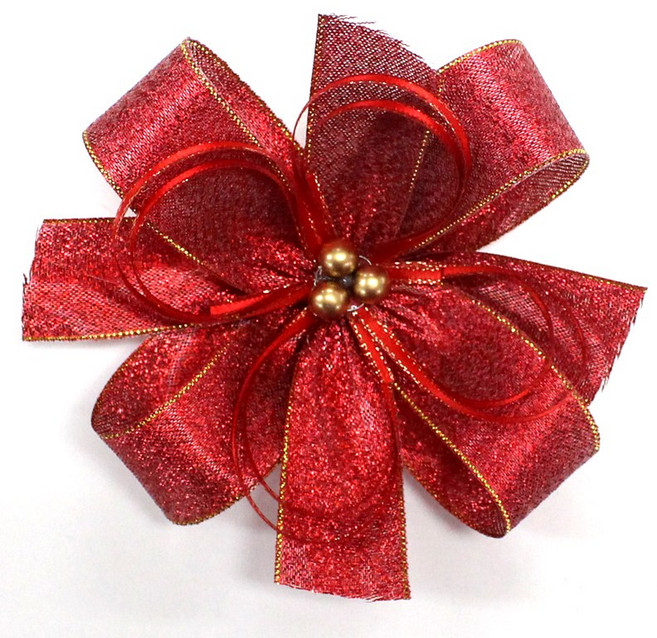 나모몰 핸드메이드 리본꽃 완성리본, 슈퍼금사보우_빨강, 1개