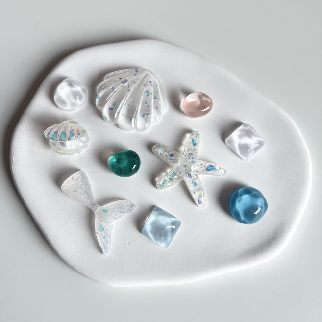 10P 바다 조개 조약돌 영롱 신발 꾸미기 파츠 세트