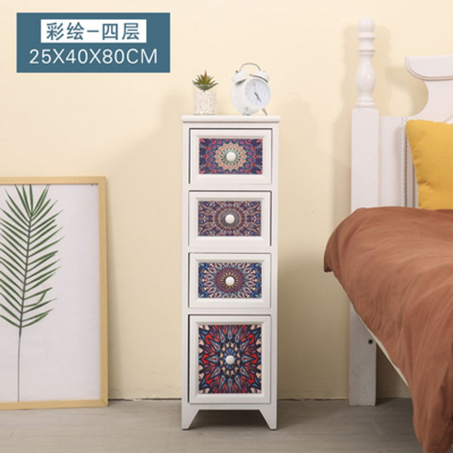 인테리어 앤틱 고가구 나비장 탁자 수납 오동나무 자개장 악장 골통품 원목 화초장 전통 서랍 장롱 캐비닛, 완제품, 화이트B 25cm 4단