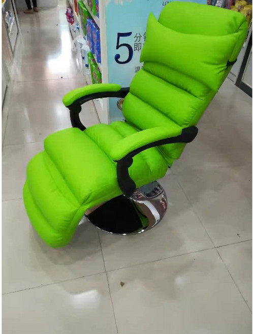 리클라이너 중역 침대형 컴퓨터 의자 사무용 피시방, 기본 그린 내마모성 가죽 십원판 다리 연동 손잡이, 강철 다리, 고정손잡이