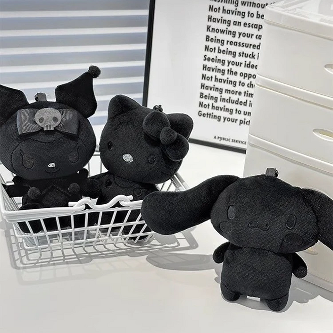 답블랙 산리오 키링 - 헬로키티 쿠로미 시나모롤 일본 수입 김고은 엔젤 가방 캐릭터 인형, 1개