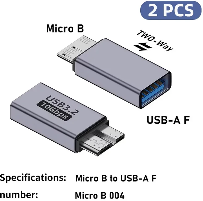 마이크로 B USB C 3.0 남성-유형 여성 어댑터 유형-C USB3.0 외부 하드 드라이브 디스크 HDD 케이블 커넥터, 05 2x Micro BtoUSBA F