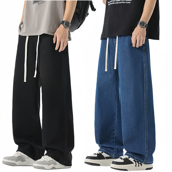 BDICOOL 남성용 1+1 세미 와이드 청바지 루즈핏 데님팬츠 데일리 케주얼 BK110