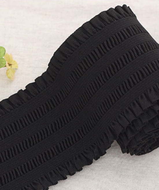 릴리패브릭 29-333 로멘틱 플리츠 벨트고무줄_70mm 블랙, 1개