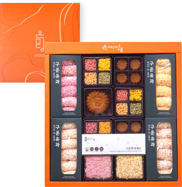온미당 기름0% 구운유과 명절 한과 선물세트 (쇼핑백 포장), 359g × 1세트, 1세트, 359g