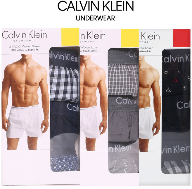 [3매 세트] 캘빈클라인 CK 남성 트렁크 박서 면 사각 팬티 세트