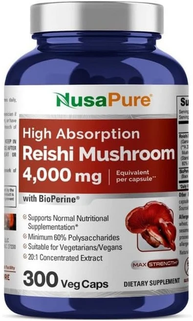 누사퓨어 영지버섯 추출물 4000mg 캡슐 300정, 1개 - 쿠팡