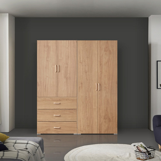 케이컴퍼니 LPM 이음1600장롱세트CD(3서랍옷장+긴문장) 장롱세트, 아카시아-3서랍옷장+이불장