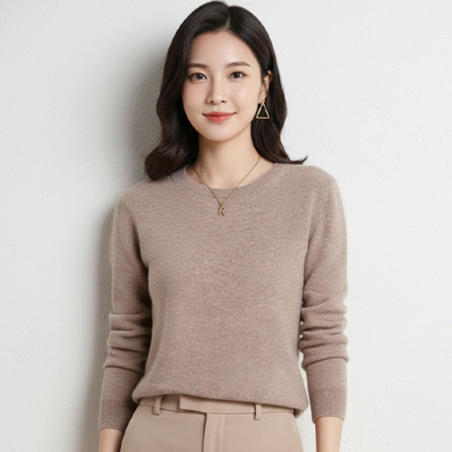 디커스텀 여성용 라운드넥 니트 티셔츠