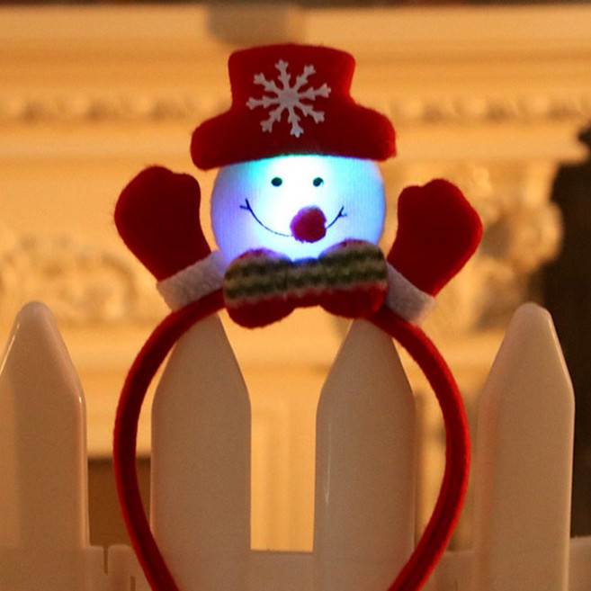 반짝반짝 크리스마트 파티 머리띠 루돌프 머리띠 발광 머리띠 크리스마스 선물용 홈파티 선물(단체선물), 1개, 1.발광 눈사람 머리띠