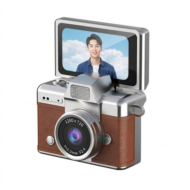 SorJar 미니 카메라 고화질 초소형 1080p 휴대용 즉석카메라 64GB, 갈색