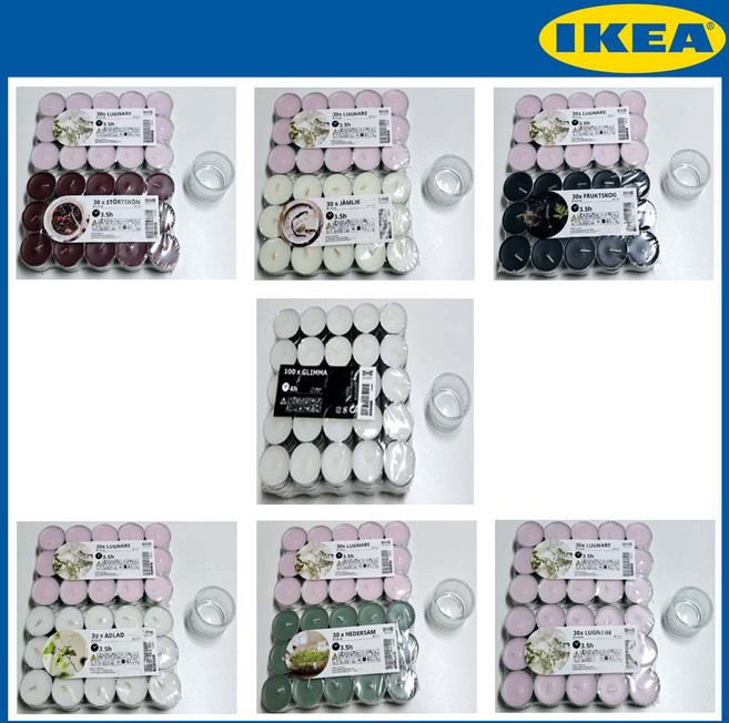 [이케아] 미니향초 30개 1+1 또는 무향100개+사은품 양초홀더, 60개, 10.78g, 자스민30+베리레드30