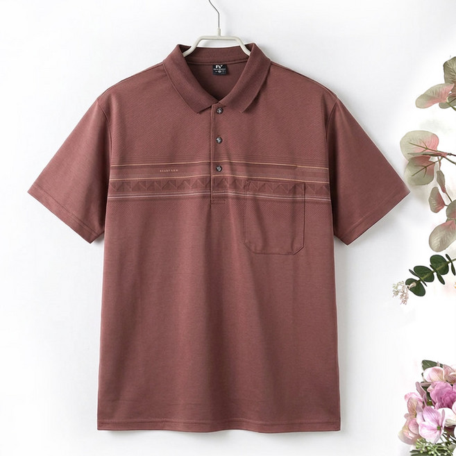 국민할배 할아버지옷 여름 레디 영문 포켓 카라 반팔 티셔츠[[SHM-1002] 아빠옷 요양원옷