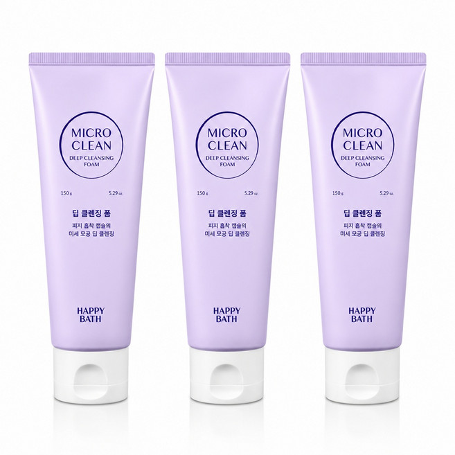 해피바스 마이크로 미셀라 딥 클렌징 폼, 3개, 150g