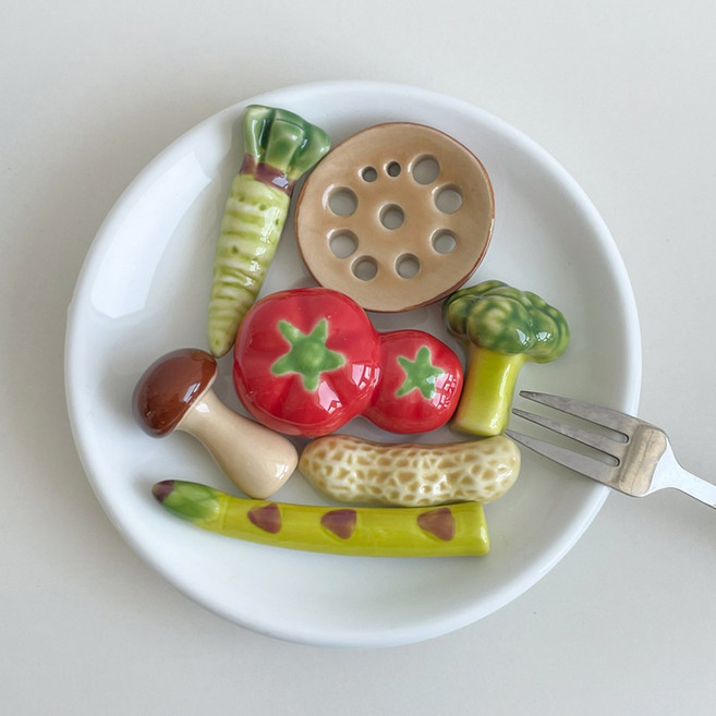 케이트가든 채소 수저 받침 7P 세트 야채 연근 세라믹 받침대, 1세트, 채소7P