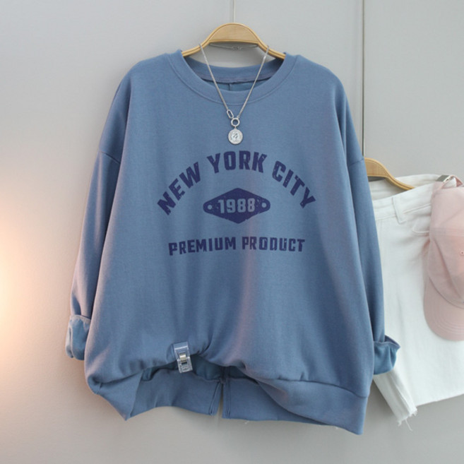 달콩 여성 믹스라벨뒷트임맨투맨 루즈핏 봄신상 빅사이즈