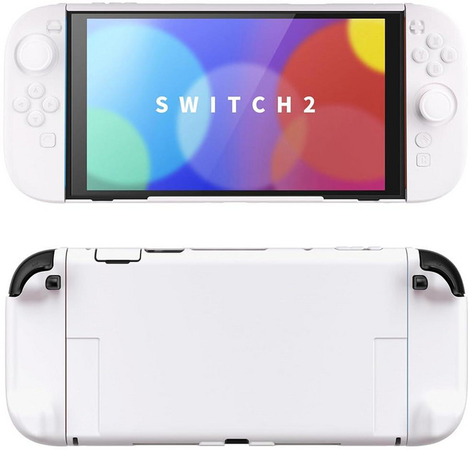 PlayVital Hard Case for Nintendo Switch 2 with Extra Stand & Thumb Grip Caps | Split Design Docka, 화이트