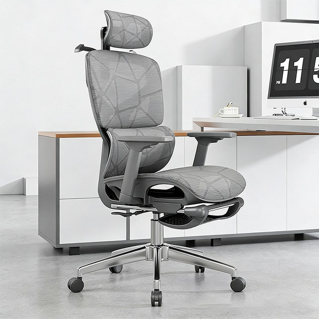 LOVFIR 게이밍의자 컴퓨터 의자 사무용 인체 공학적 디자인 조절 가능한 팔걸이 및 요추 지지대 허리보호, 회색