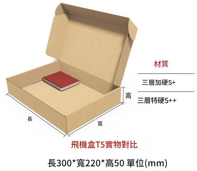 12號郵政紙箱 長130*寬80*高90mm, 飛機盒T5 300*220*50 3層特硬S, 1個