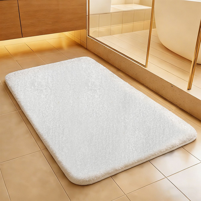 연화삼월 융모 클래식 빨아쓰는 호텔 주방 욕실 타월 발매트 먼지없는 워셔블 사계절 코지 소프트 솔리드 발매트, 03화이트