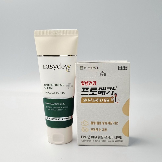 이지듀 베리어 리페어 손상케어크림 105ml + 사은품 증정용 종근당건강 프로메가 알티지 오메가3 30캡슐, 1개